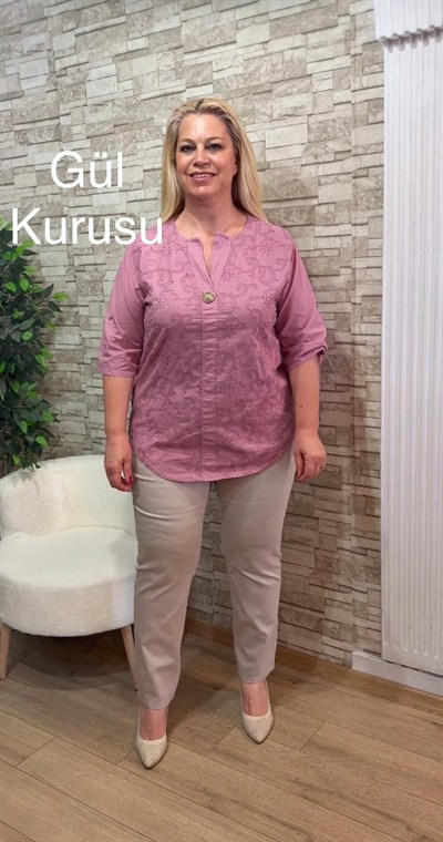 1155 İTALYAN TEK DÜĞME FİSTO GÖMLEK-GÜL KURUSU
