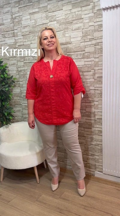 1155 İTALYAN TEK DÜĞME FİSTO GÖMLEK-KIRMIZI
