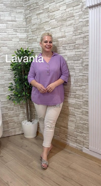 1182 TRUVAKAR KOL MÜSLİN BLUZ-LAVANTA