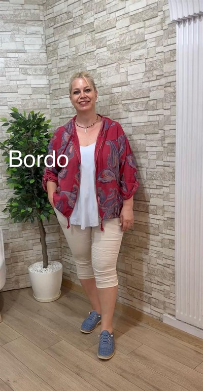 1186 İTALYAN ŞAL DESEN CEKET-BORDO