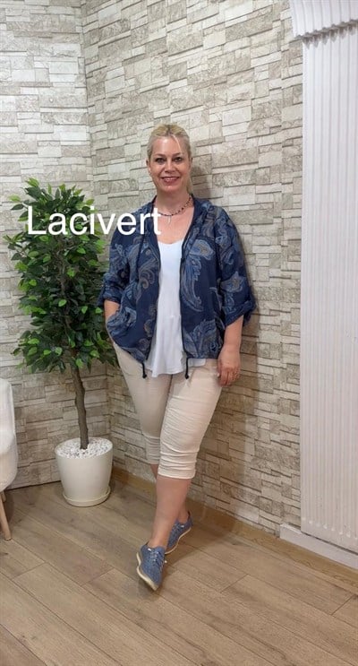 1186 İTALYAN ŞAL DESEN CEKET-LACİVERT