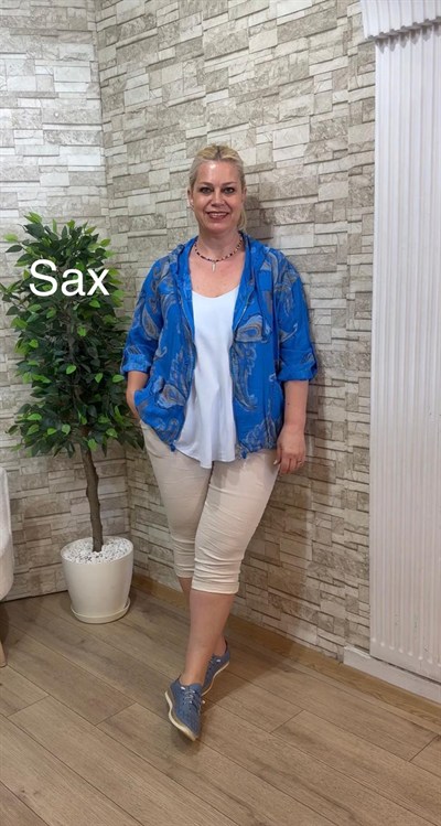 1186 İTALYAN ŞAL DESEN CEKET-SAX MAVİ