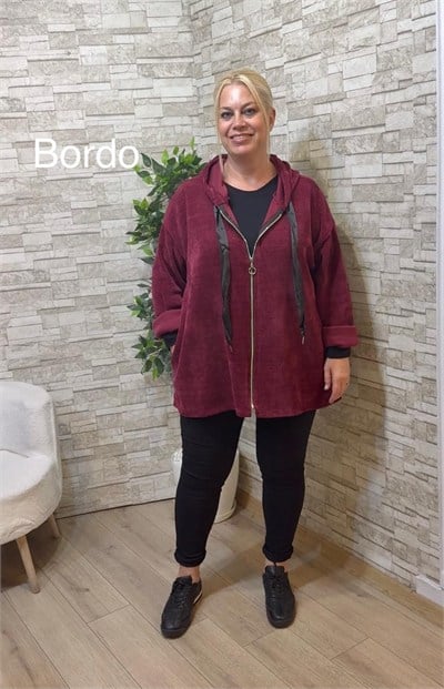 1258 İTALYAN SALAŞ KADİFE CEKET-BORDO