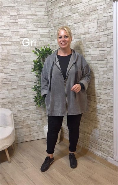 1258 İTALYAN SALAŞ KADİFE CEKET-GRİ