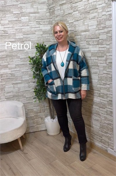 1259 İTALYAN EKOSE YÜN CEKET-PETROL