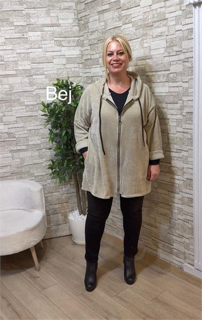 1260 İTALYAN TUNİK BOY KADİFE CEKET-BEJ
