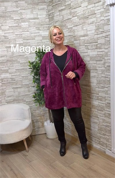 1260 İTALYAN TUNİK BOY KADİFE CEKET-MAGENTA