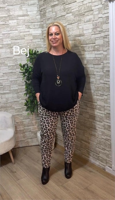 1263 İTALYAN LEOPAR JOGGER PANTOLON-BEJ