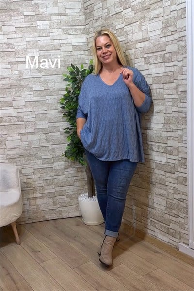 1288 İTALYAN SALAŞ, KABARTMALI TRİKO-MAVİ