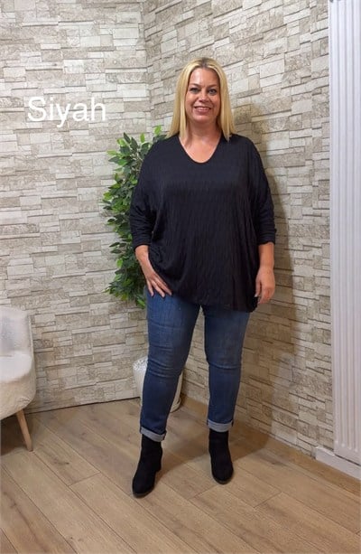 1288 İTALYAN SALAŞ, KABARTMALI TRİKO-SİYAH