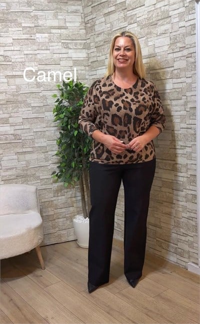 1290 İTALYAN LEOPARLI İNCE TRİKO-CAMEL