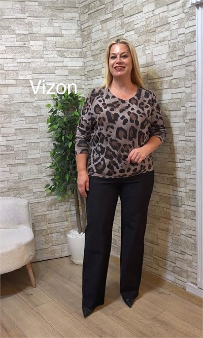 1290 İTALYAN LEOPARLI İNCE TRİKO-VİZON