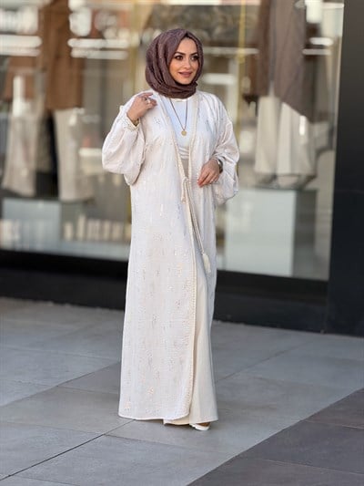 KETEN PULLU KİMONO ABAYA