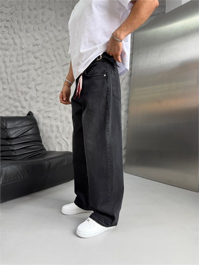 3488 FULARLI SİYAH BAGGY PANTOLON