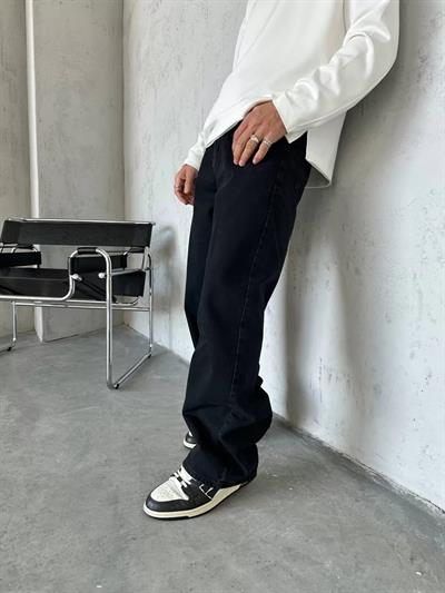 Baggy Kalıp Siyah Kot Pantolon