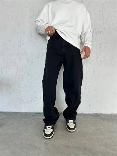 Baggy Kalıp Siyah Kot Pantolon