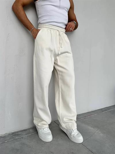 Ekru Gabardin Baggy Pantolon