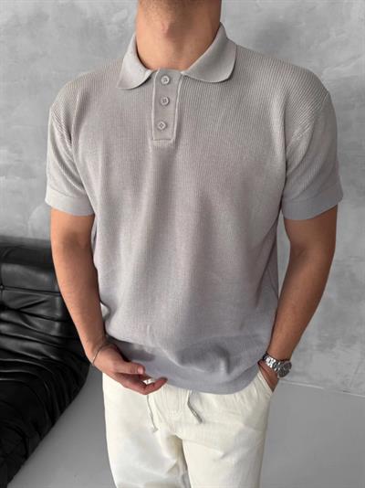 Gri Yakalı Triko Tshirt