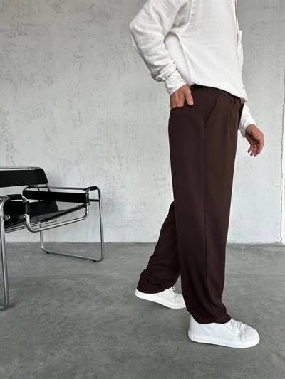 Kahve Baggy Kumaş Pantolon