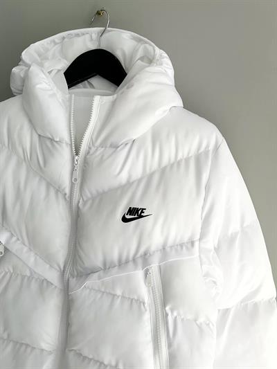 Nk Kapüşonlu Mont Beyaz