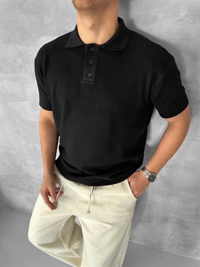 Siyah Yakalı Triko Tshirt