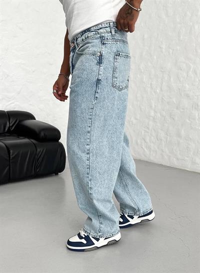 Tam Baggy Açık Kot Pantolon