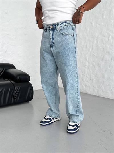 Tam Baggy Açık Kot Pantolon