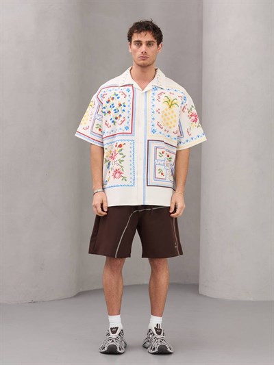 ANANAS BASKILI OVERSİZE GÖMLEK