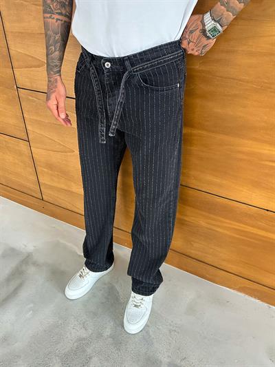 Antrasit Çizgi Baggy Pantolon