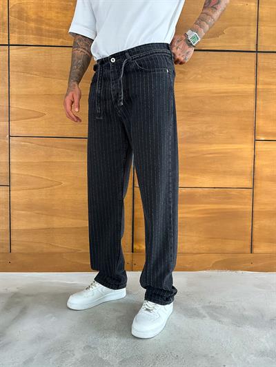 Antrasit Çizgi Baggy Pantolon