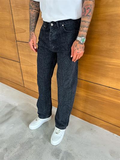 Antrasit Desenli Baggy Pantolon