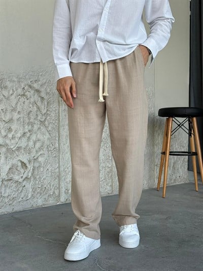 BEJ BAGGY KETEN PANTOLON