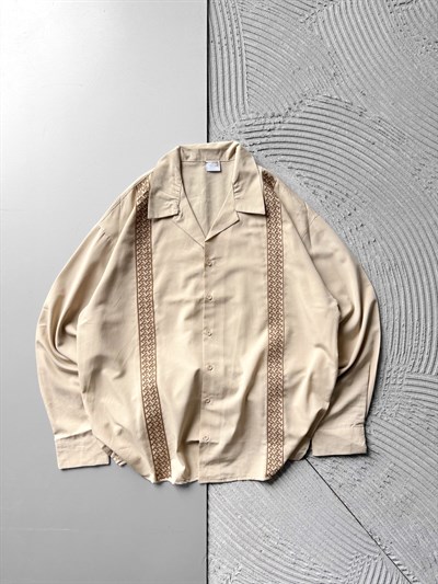 BEJ HASIR ŞERİTLİ GÖMLEK