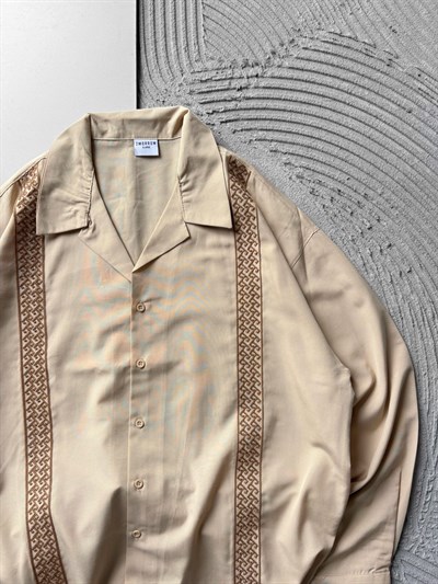 BEJ HASIR ŞERİTLİ GÖMLEK