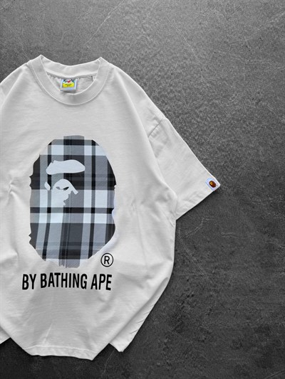 BEYAZ GRİ KARE BAPE TSHİRT