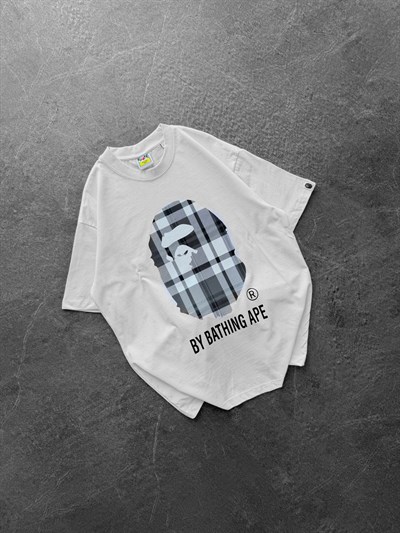 BEYAZ GRİ KARE BAPE TSHİRT