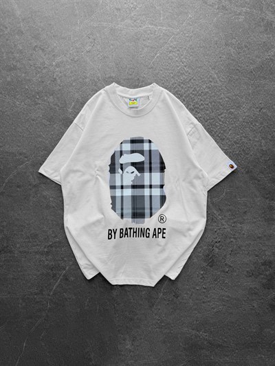 BEYAZ GRİ KARE BAPE TSHİRT