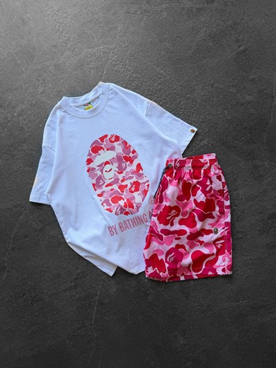 BEYAZ PEMBE DENİZ ŞORTLU BAPE TAKIM