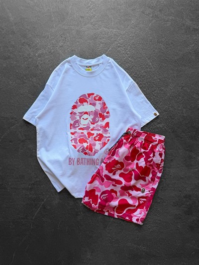 BEYAZ PEMBE DENİZ ŞORTLU BAPE TAKIM