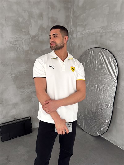 BEYAZ POLO FERRARİ TSHİRT