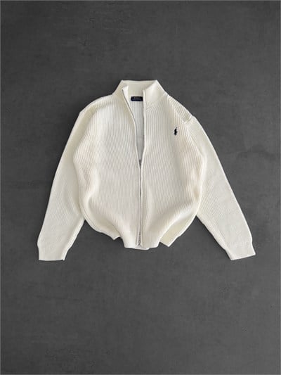 BEYAZ POLO TRİKO HIRKA