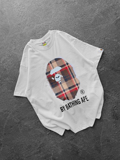 BEYAZ SARI KARE BAPE TSHİRT