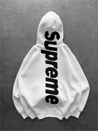 BEYAZ SIRT NAKIŞ SUPREME SWEAT