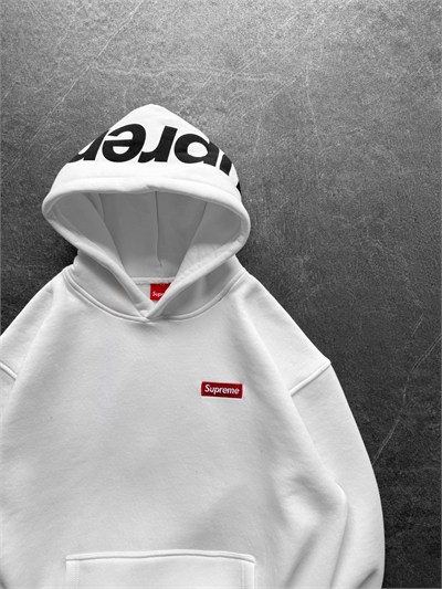 BEYAZ SUPREME KAPŞONLU SWEAT