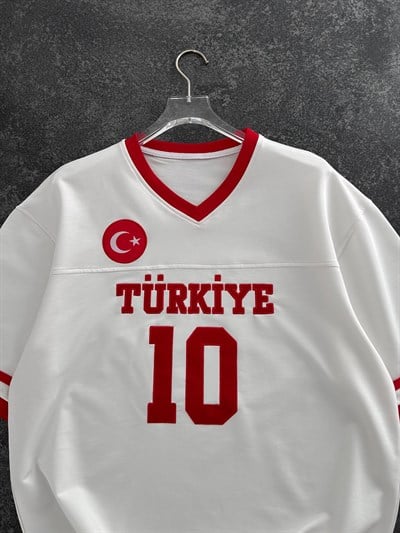 BEYAZ V YAKA TÜRKİYE TSHİRT