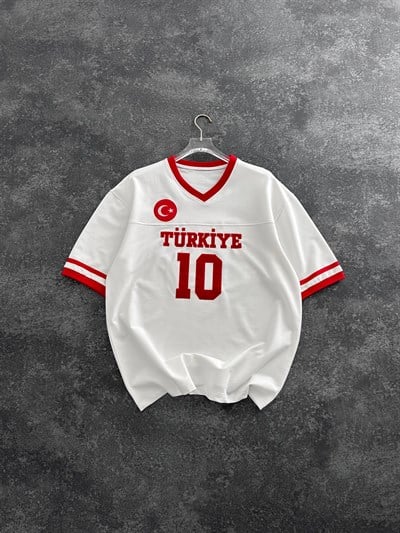 BEYAZ V YAKA TÜRKİYE TSHİRT