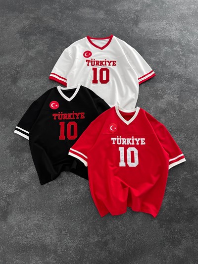 BEYAZ V YAKA TÜRKİYE TSHİRT