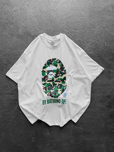 BEYAZ YEŞİL BAPE TSHİRT
