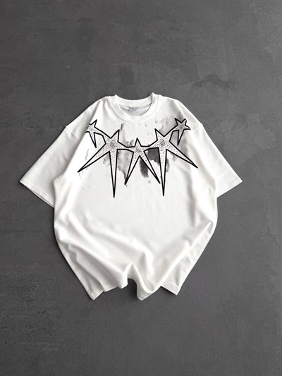 BEYAZ YILDIZ TAŞLI TSHİRT