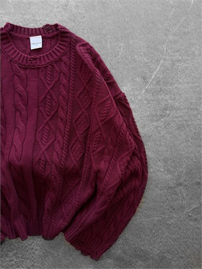 BORDO CROP ÖRGÜ TRİKO KAZAK